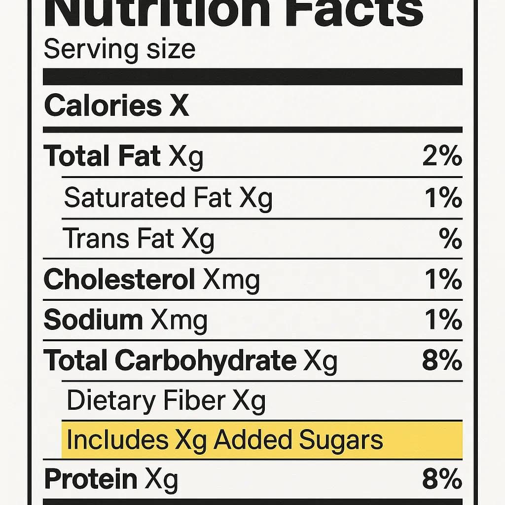 Nutrition Facts label highlighting “Includes X g Added Sugars.”